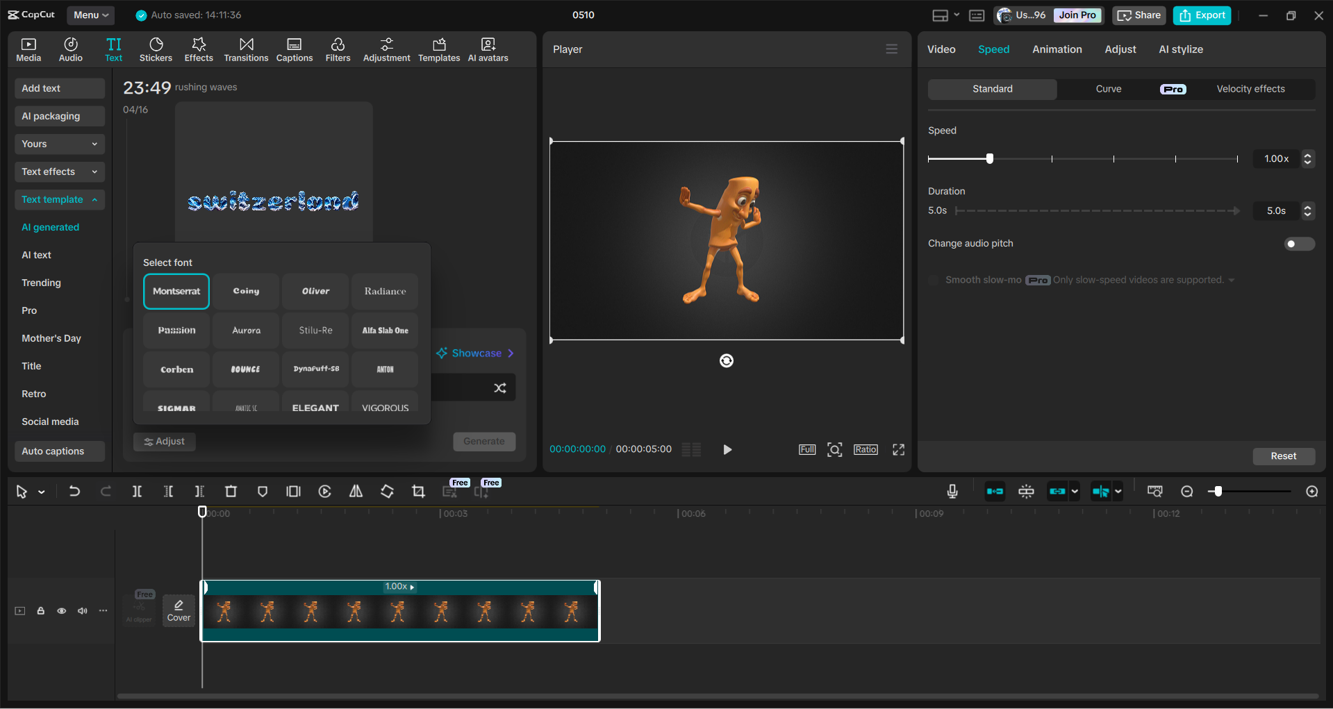 Interface van de CapCut desktop video-editor - een gemakkelijke manier om de tung tung tung sahur meme te maken