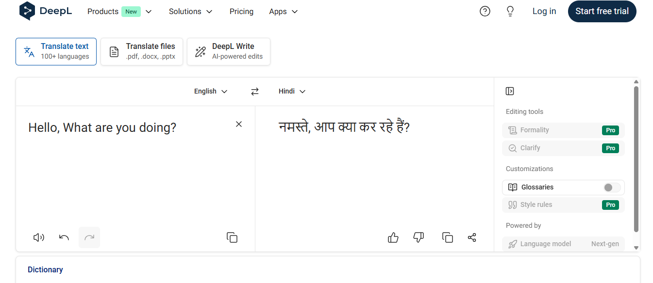 Translate English to Hindi using DeepL Translate