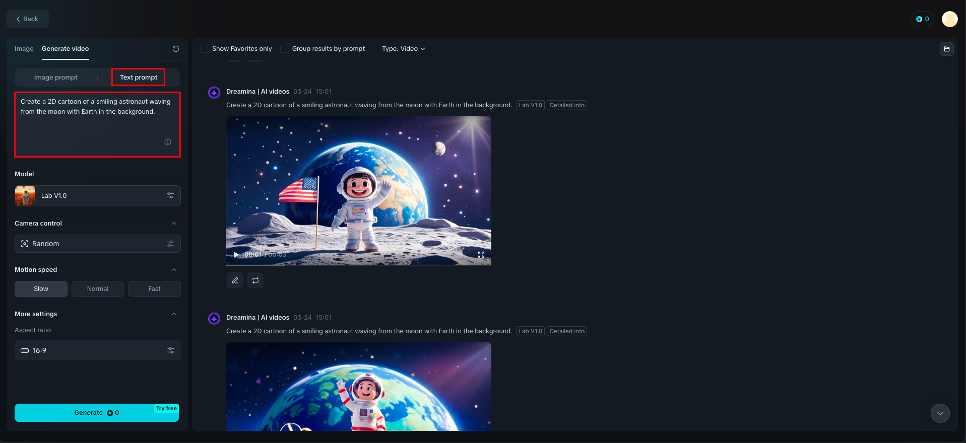 testo ai cartoni animati