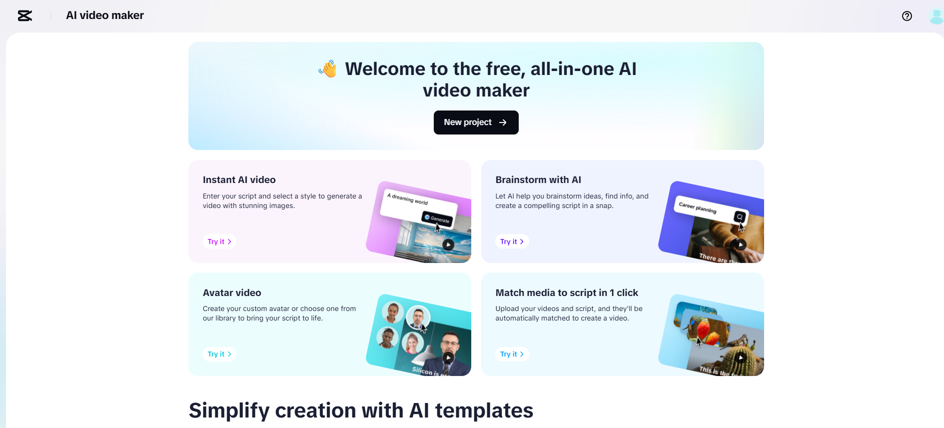 CapCut Web AI video maker