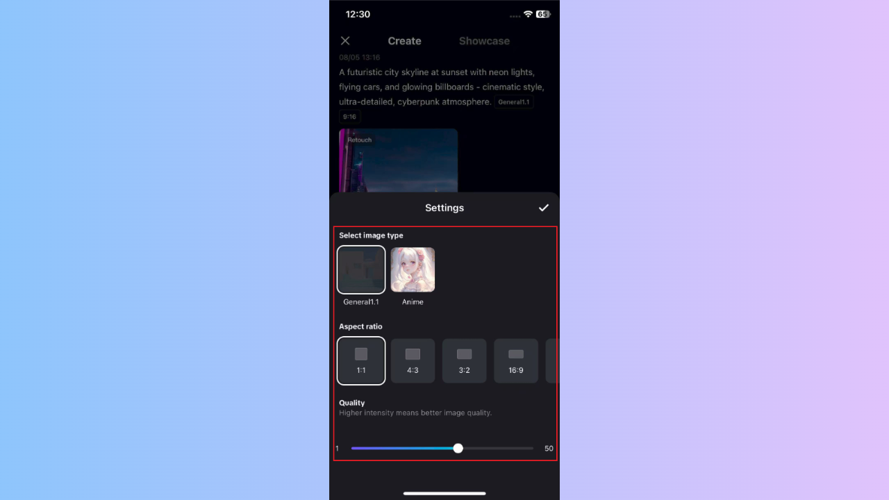 Wählen Sie die Bildgenerierungseinstellungen aus