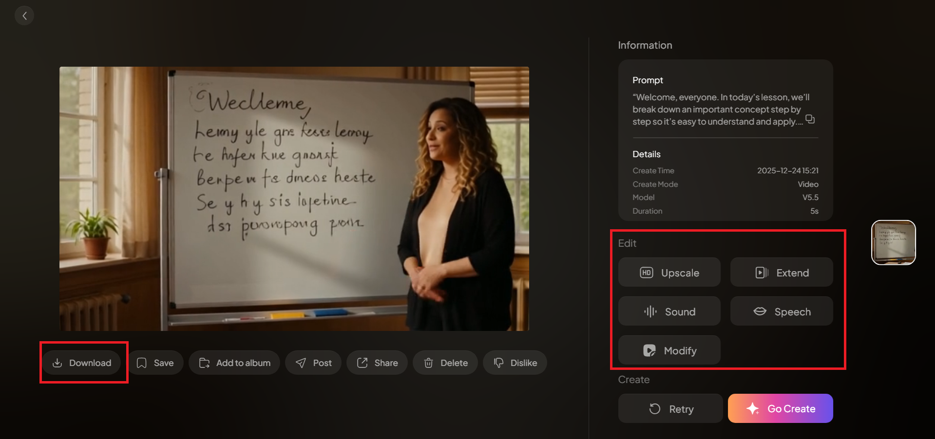 Îmbunătățiți și descărcați videoclipul final