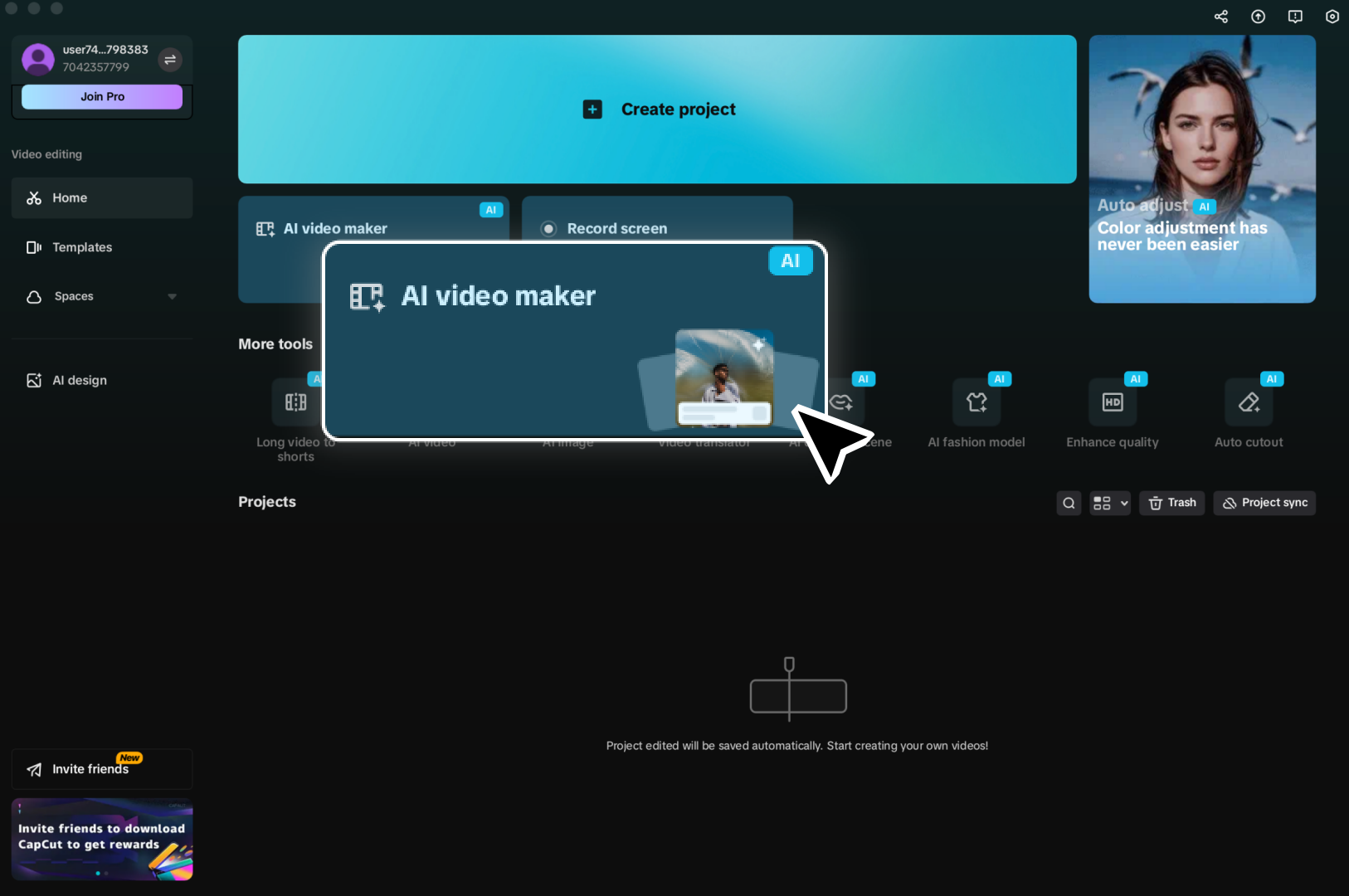 CapCut AI video