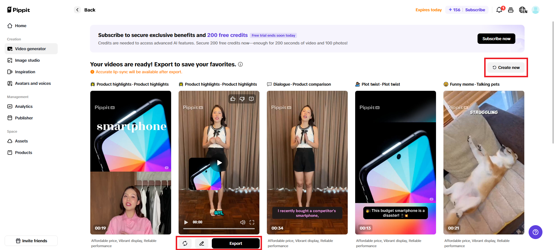 Change, edit, or export your video