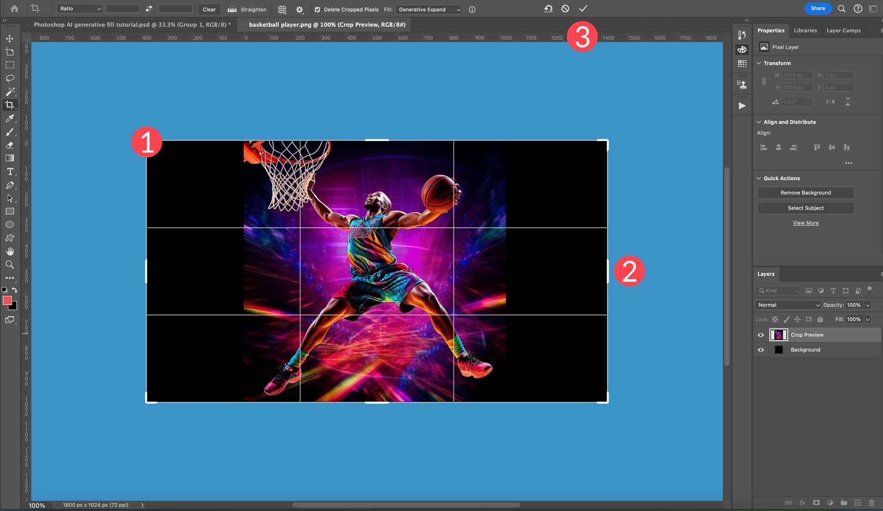 Expand the area using the Crop tool