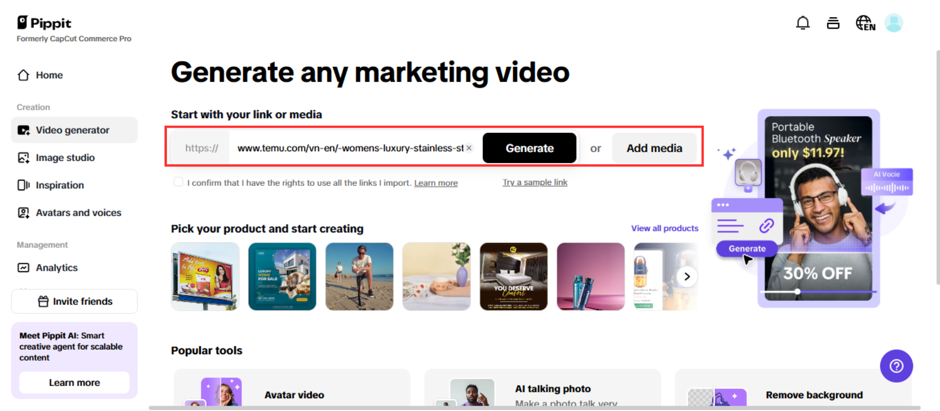 Upload your media