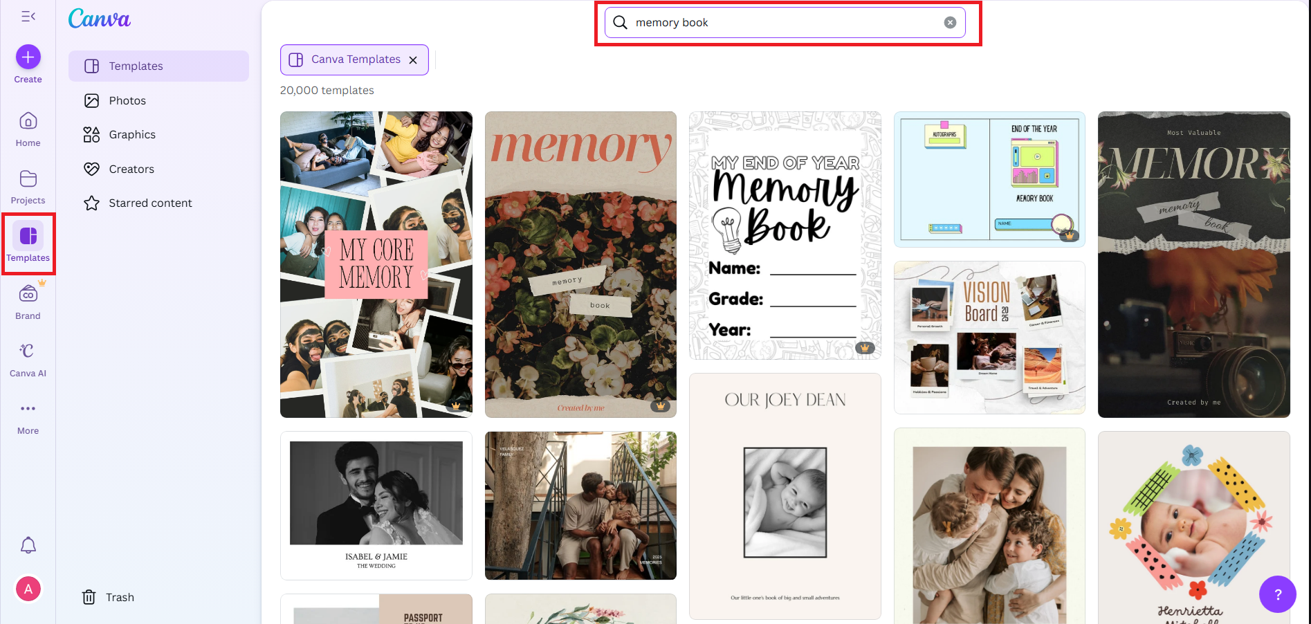 Open Canva templates