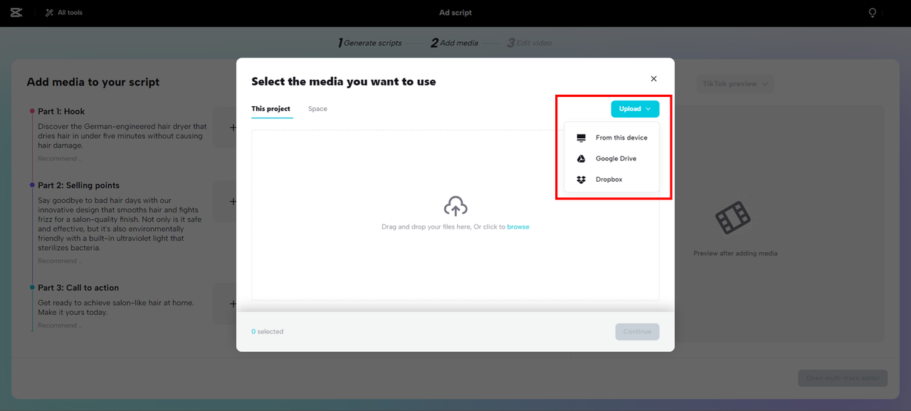 Add media and edit 