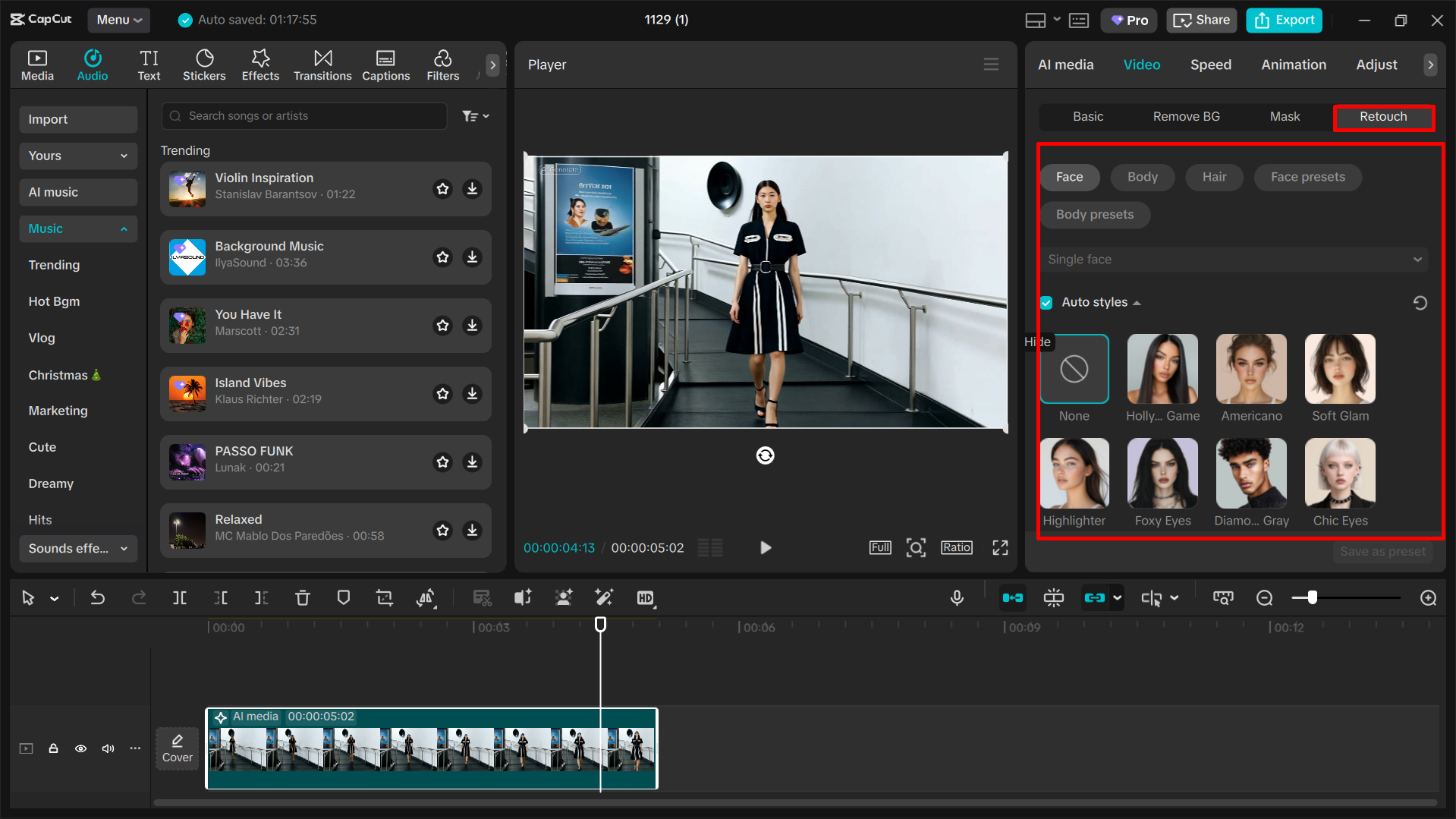 Retouch your face in CapCut