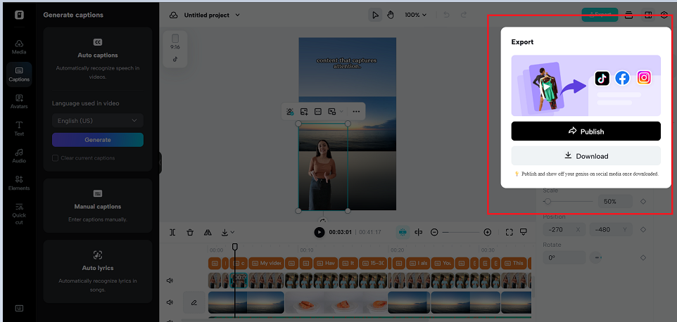 Exporte e compartilhe seu vídeo