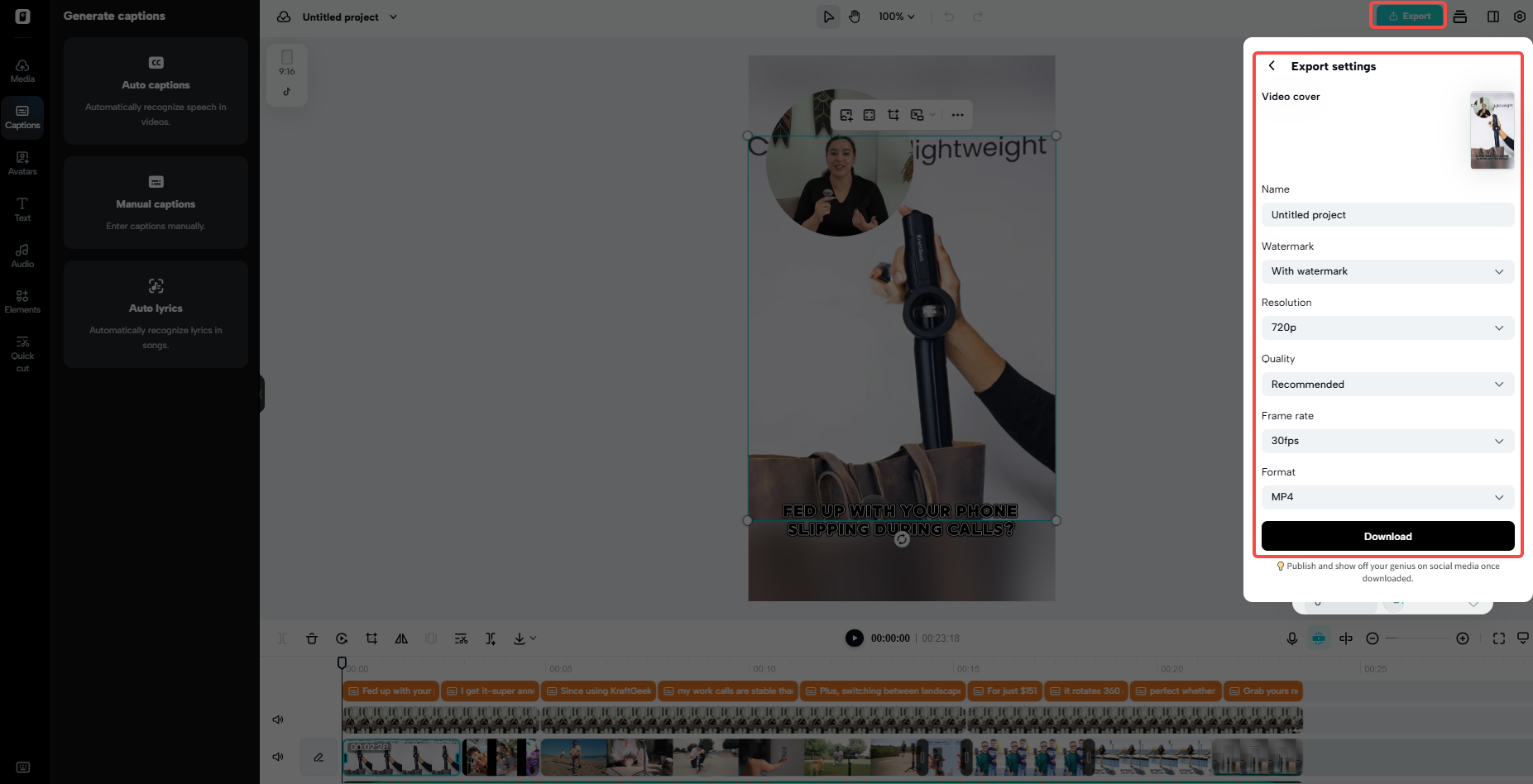 Export your video