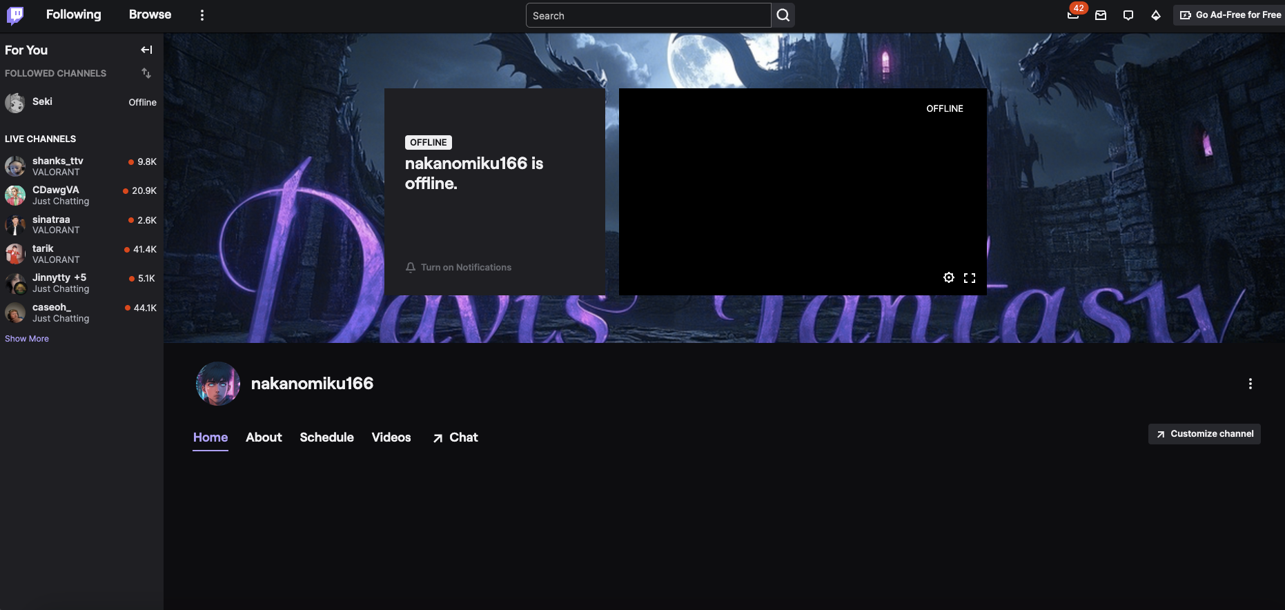 Dreamina: Twitch profile banner