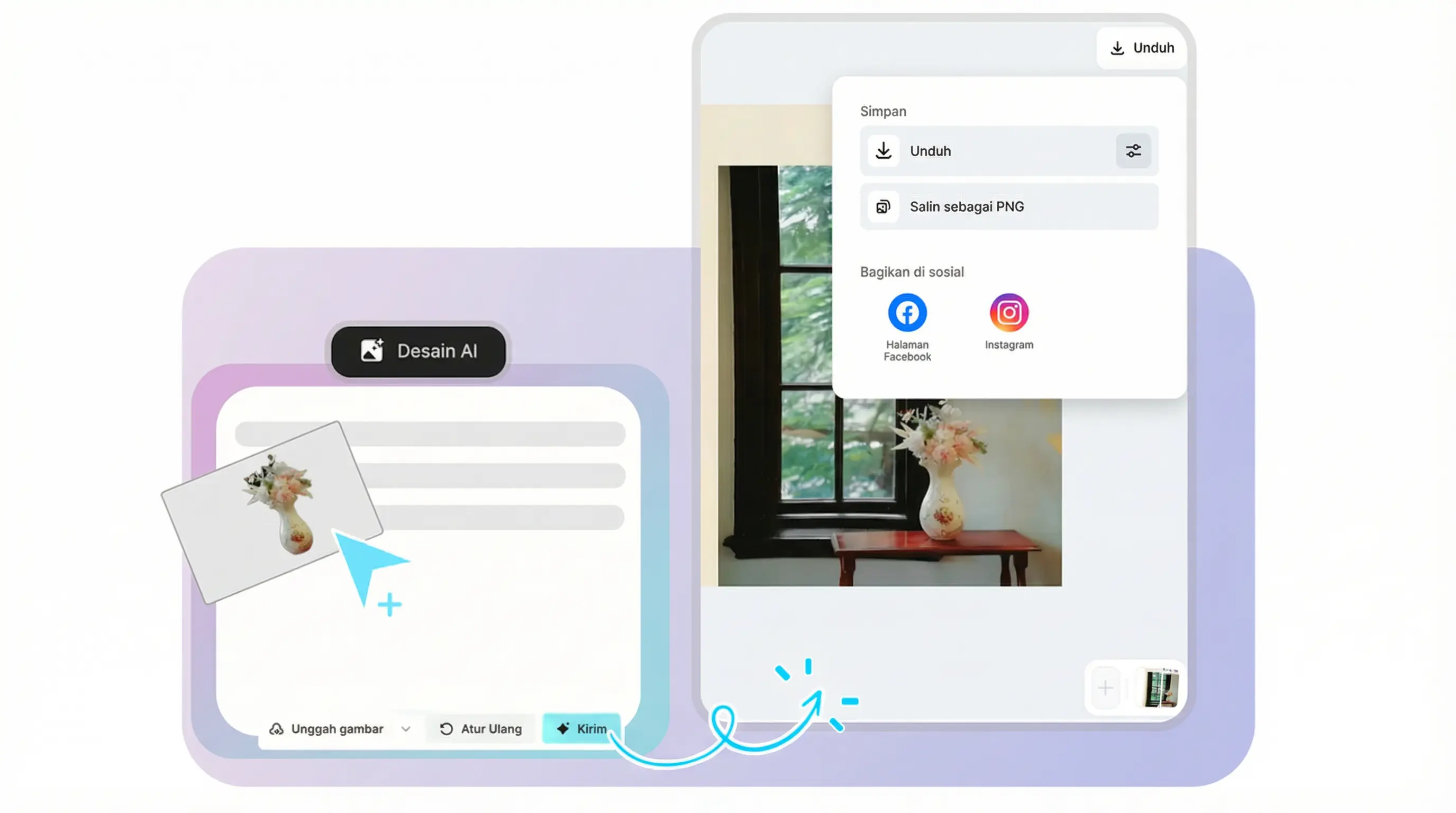 Ekspor dan bagikan poster Ramadan