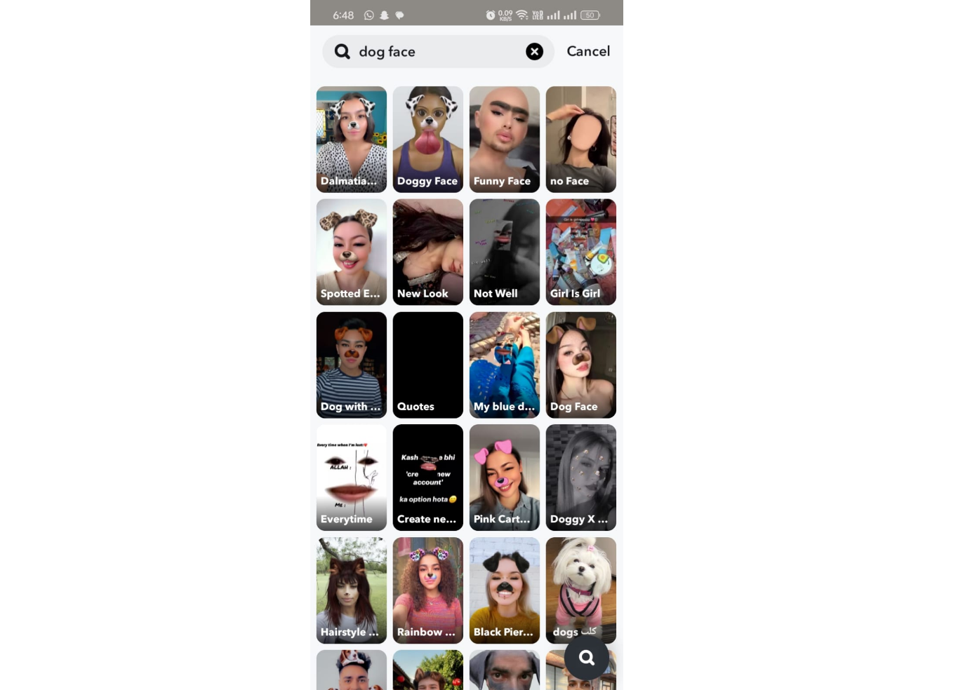 Dog face free Snapchat filter