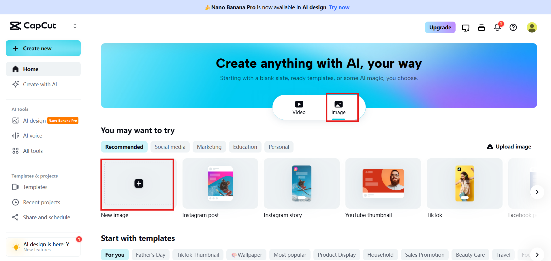 Choose image tool, write detailed prompt