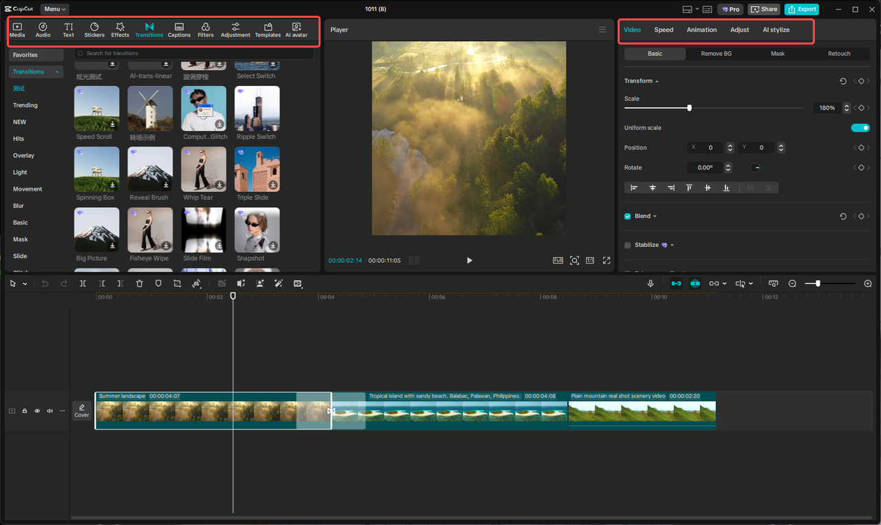 Editing and enhancing the carousel template in CapCut