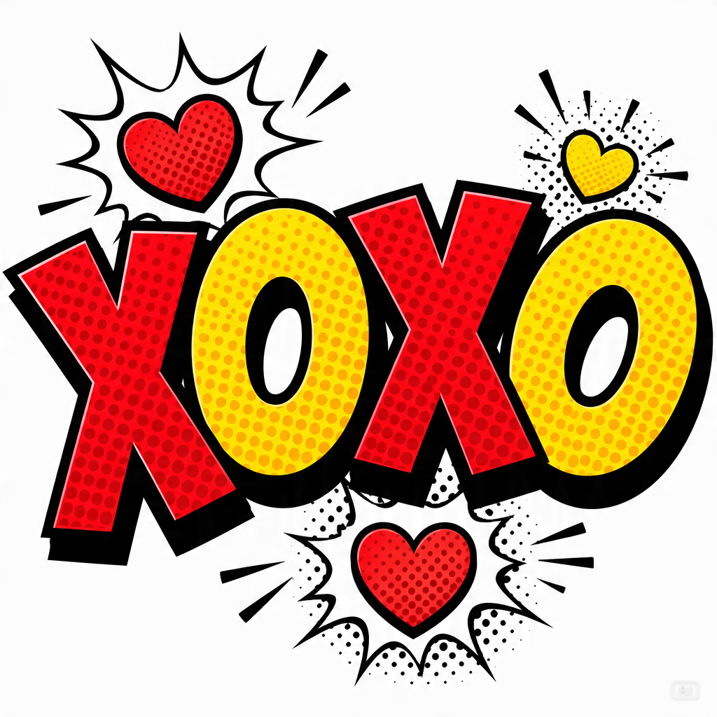 Bold pop-art XOXO clipart generated by Pippit
