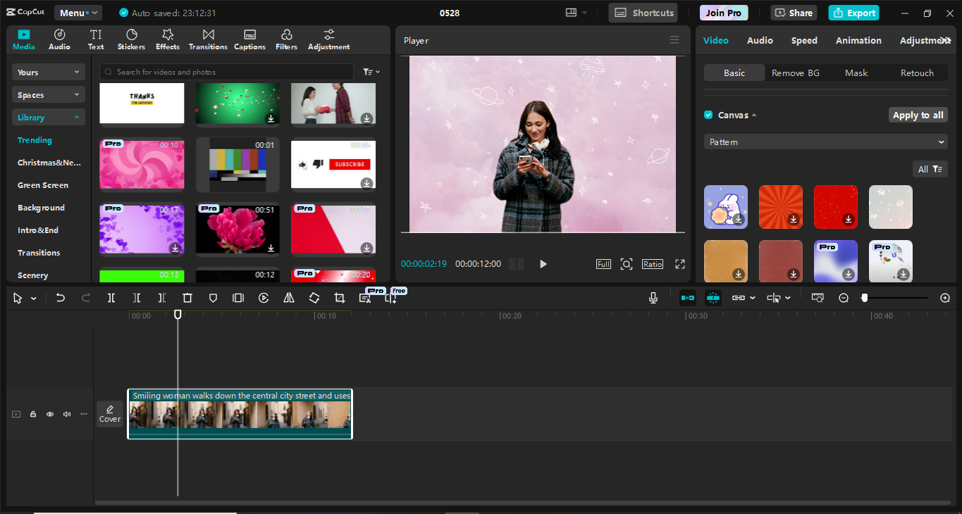 Editing interface of the CapCut desktop video editor - a perfect free photo background changer