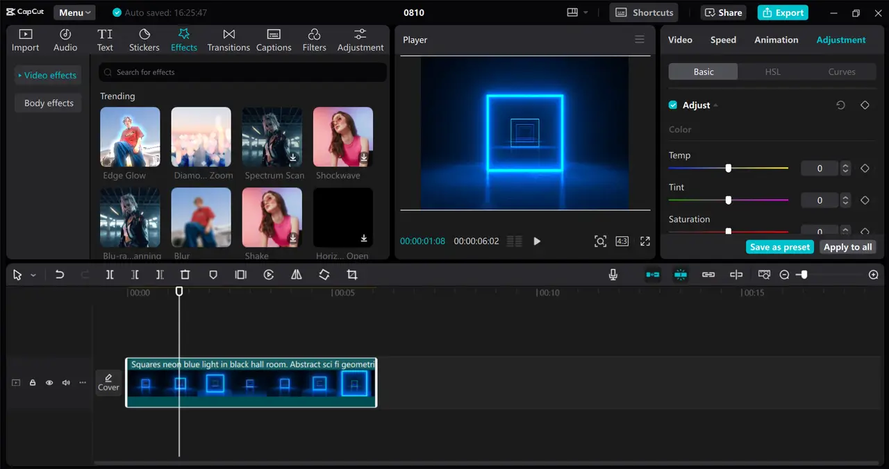 Interface of CapCut desktop video editor showing key features for how to animate.