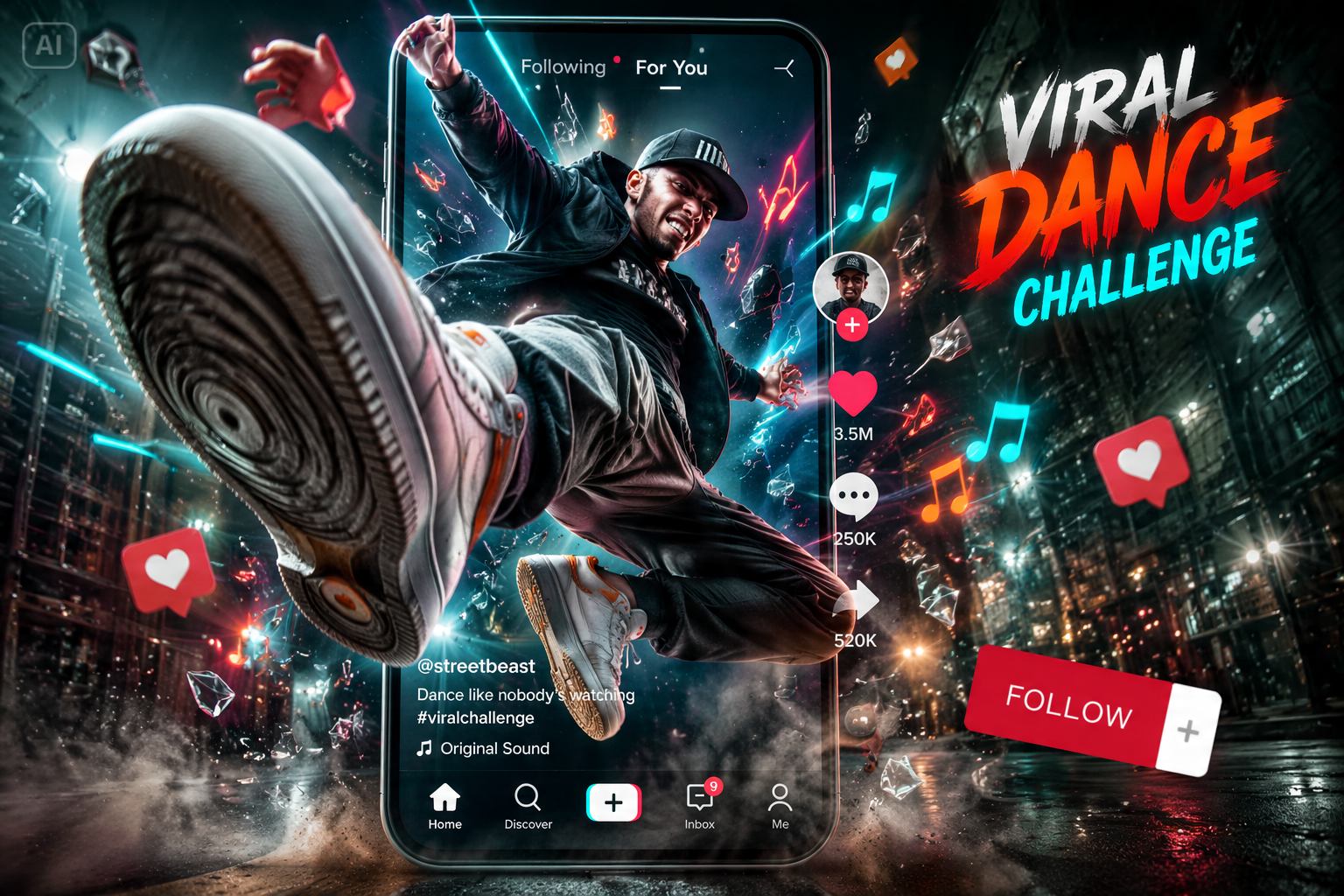 AI 3D popout social media poster generator features