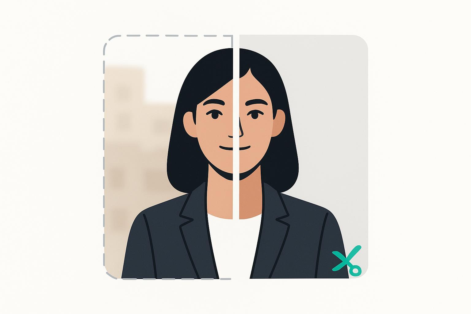 Square headshot before-and-after showing clean background removal for LinkedIn.