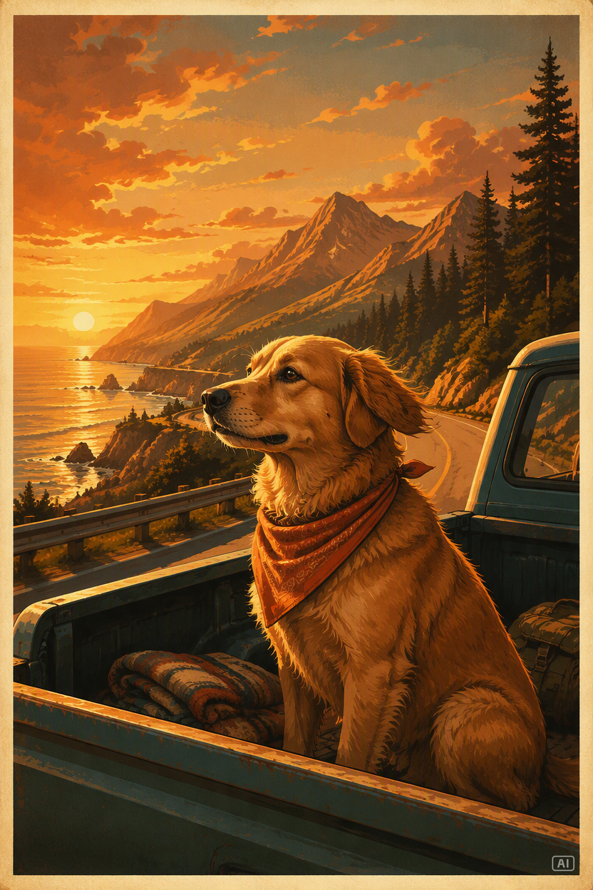 Dog poster adventure image generated by Pippit