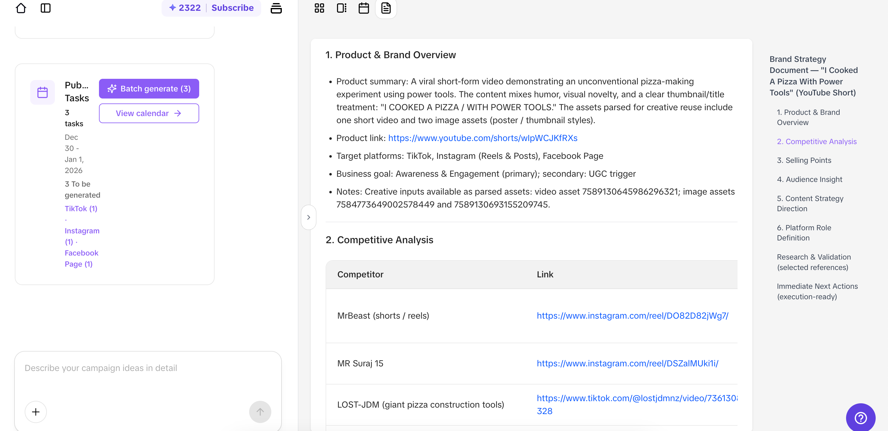 Select options and submit