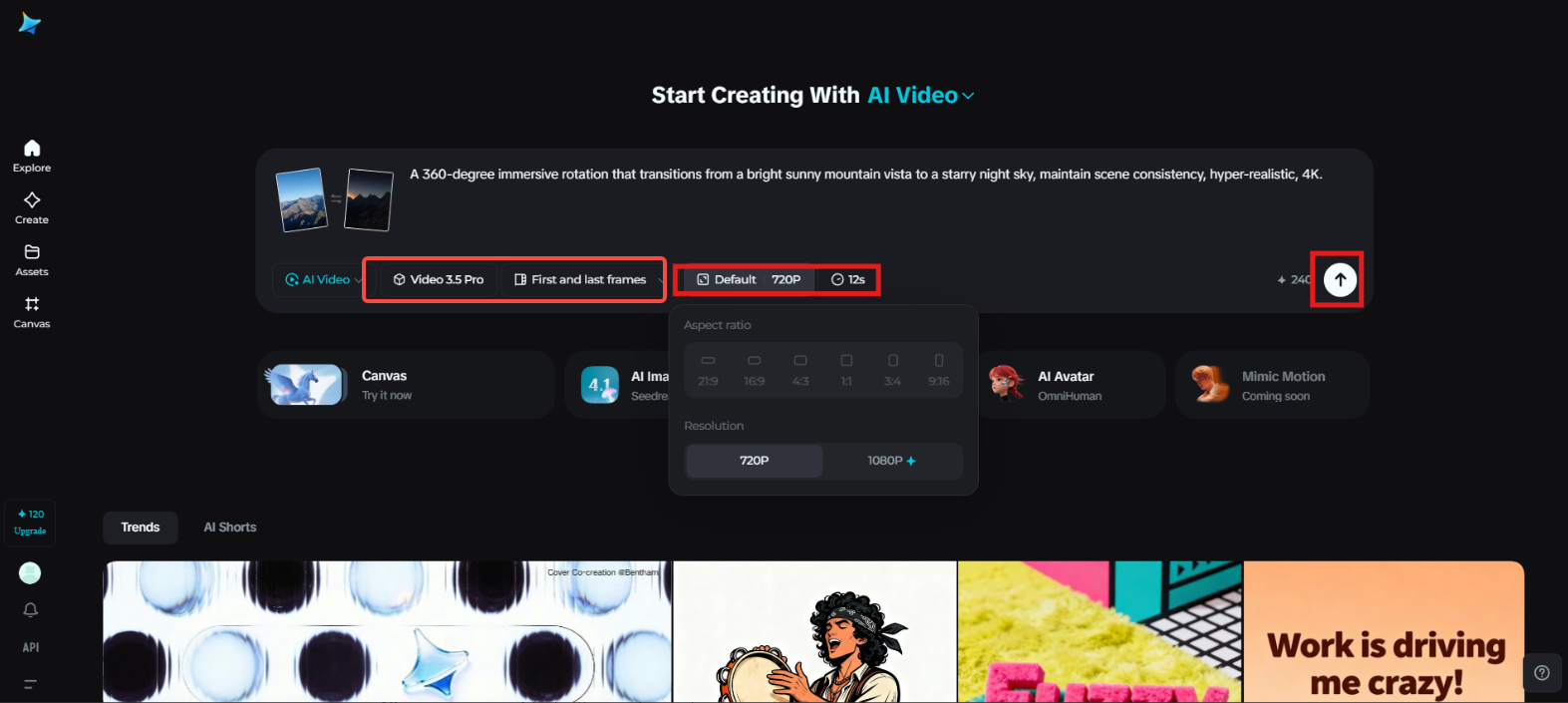Adjust settings and generate