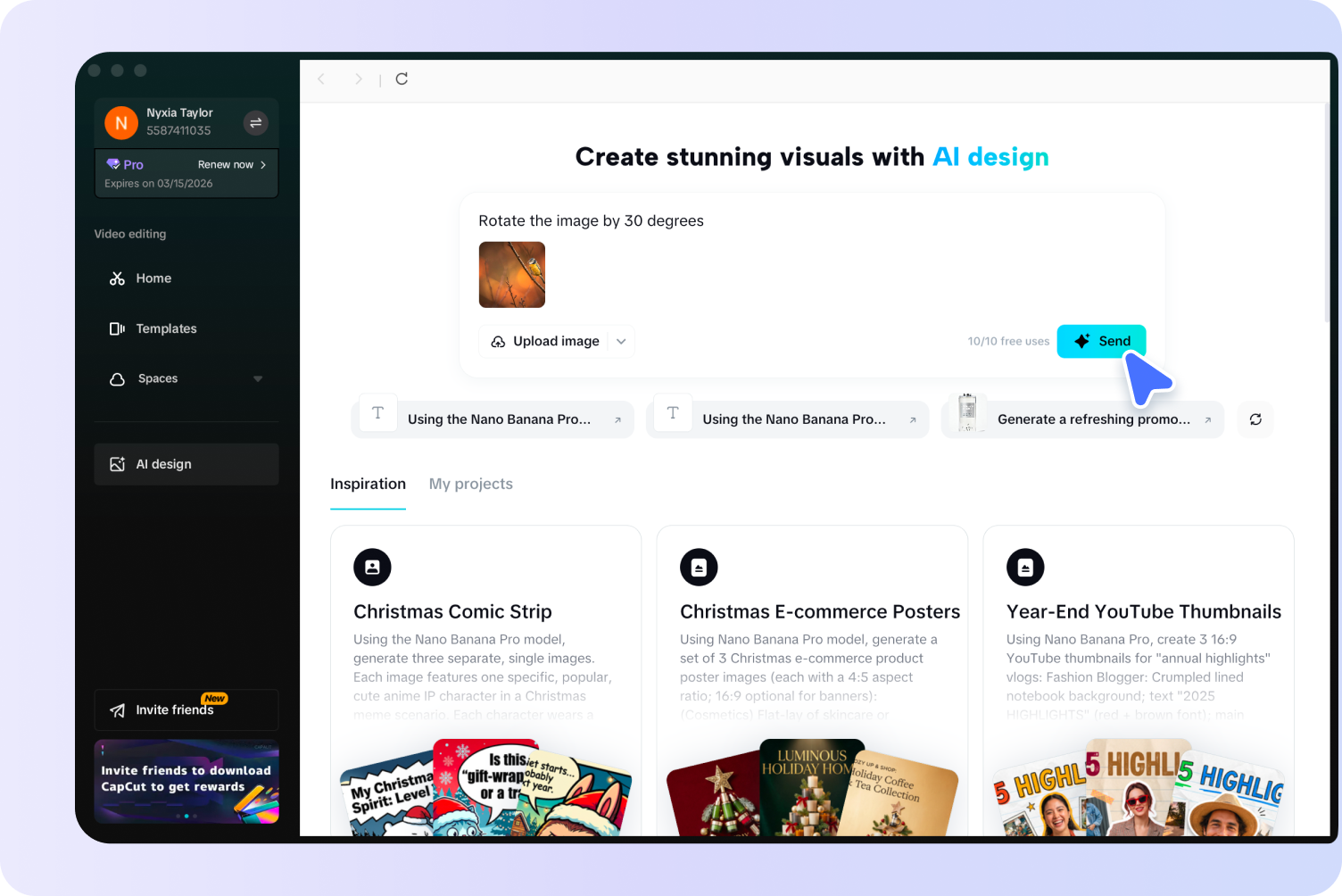Uploading a picture to the CapCut's picture rotator