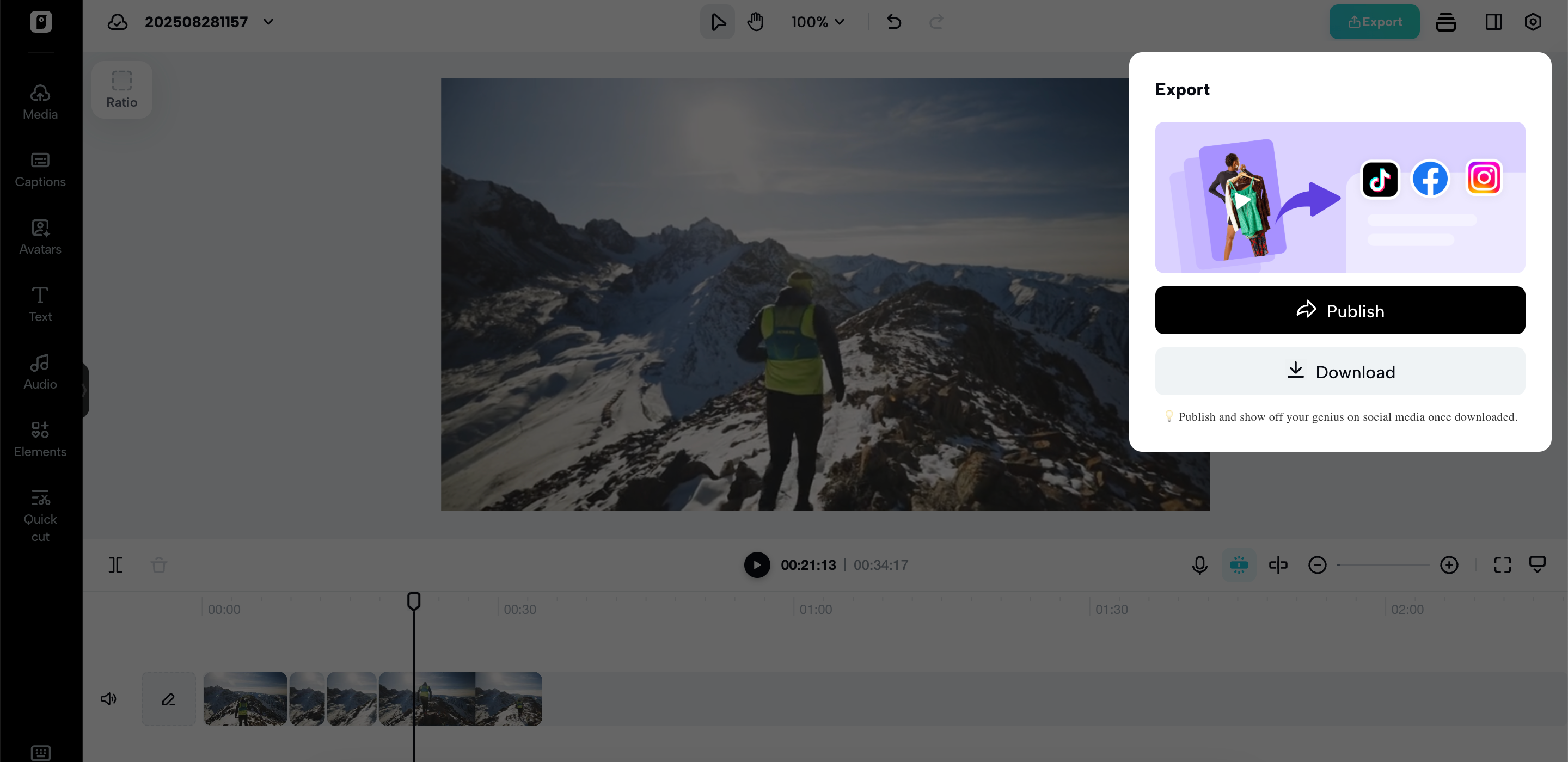Exporte e compartilhe seu vídeo