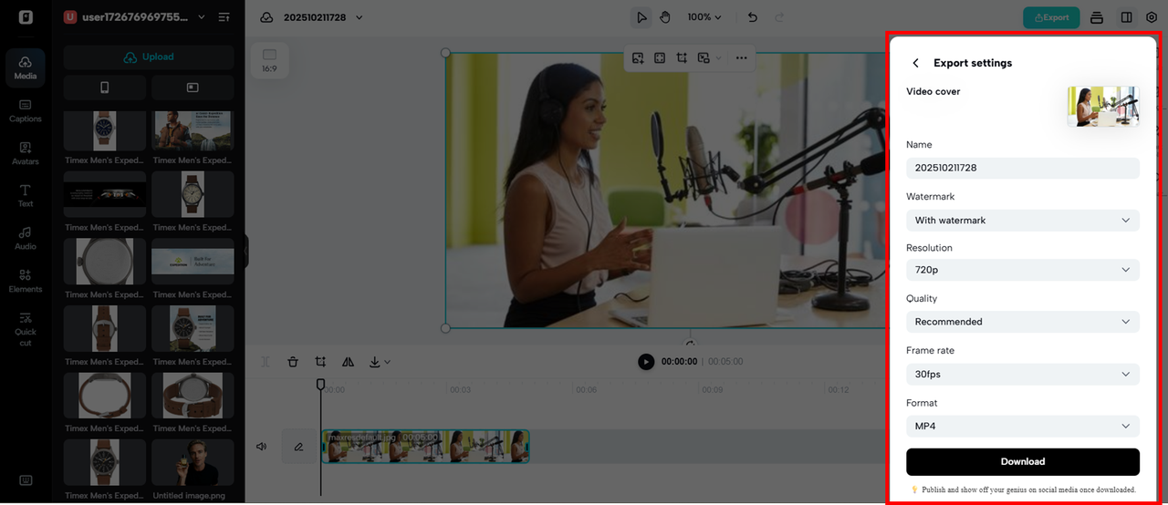 Export and share your video