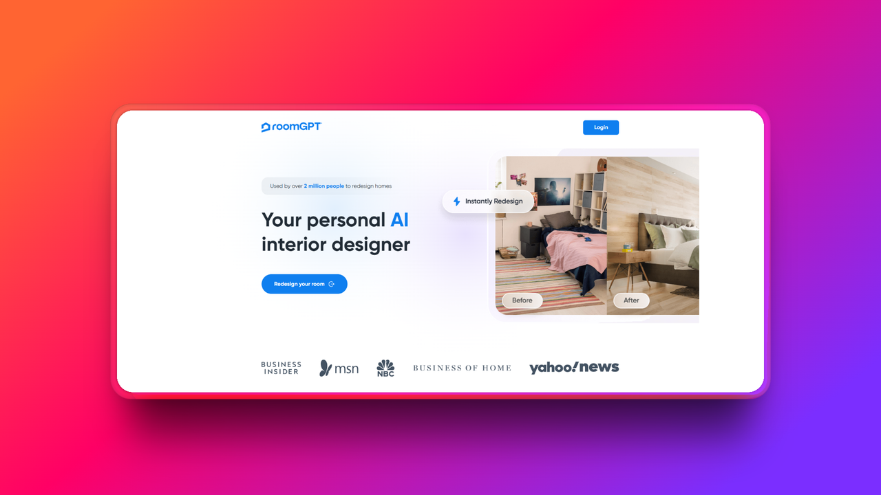 De officiële website van RoomGPT