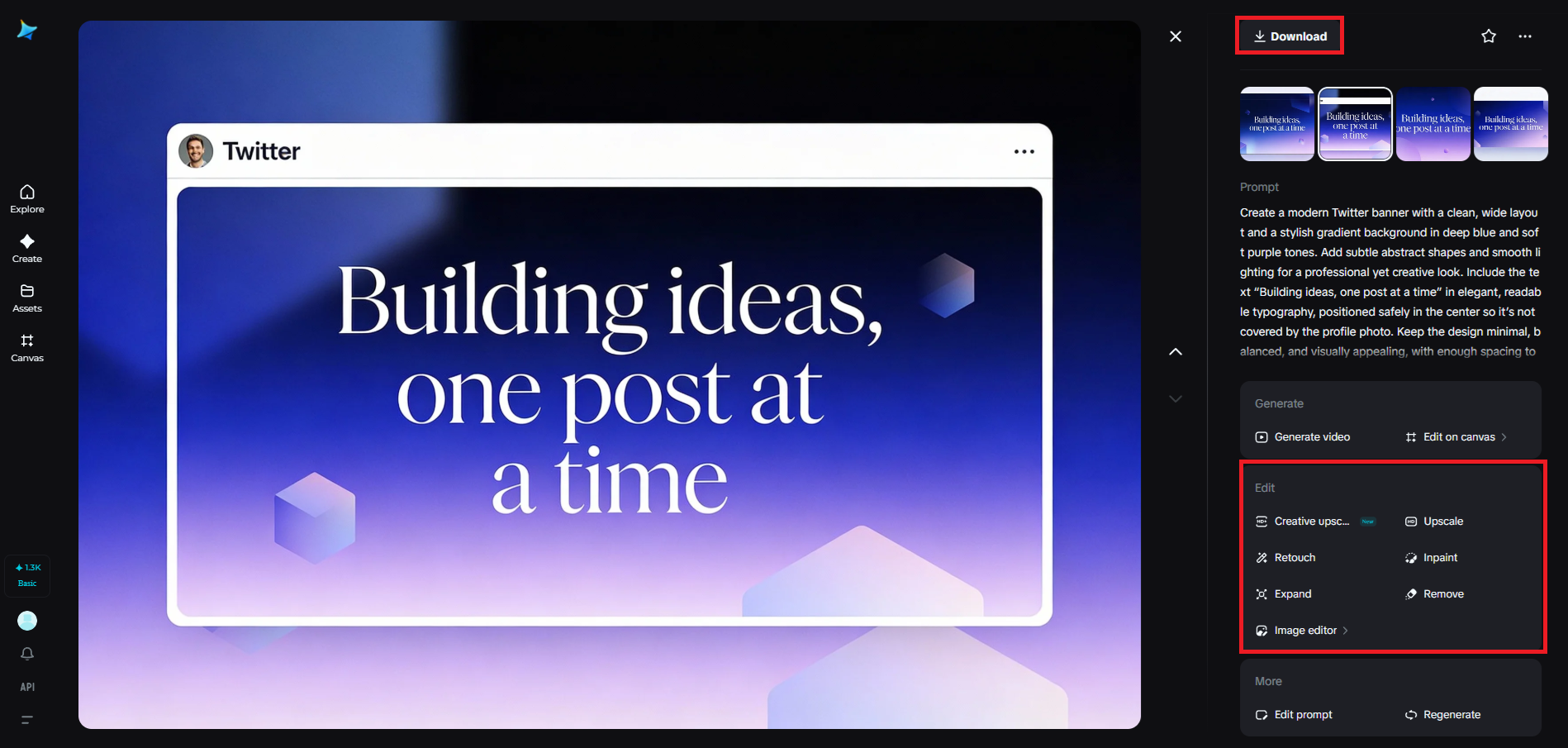 ตรวจสอบ ปรับปรุง และดาวน์โหลดแบนเนอร์ของคุณ