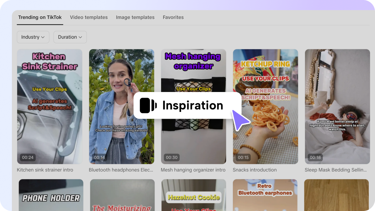 Pre-cleared TikTok ads templates in Pippit