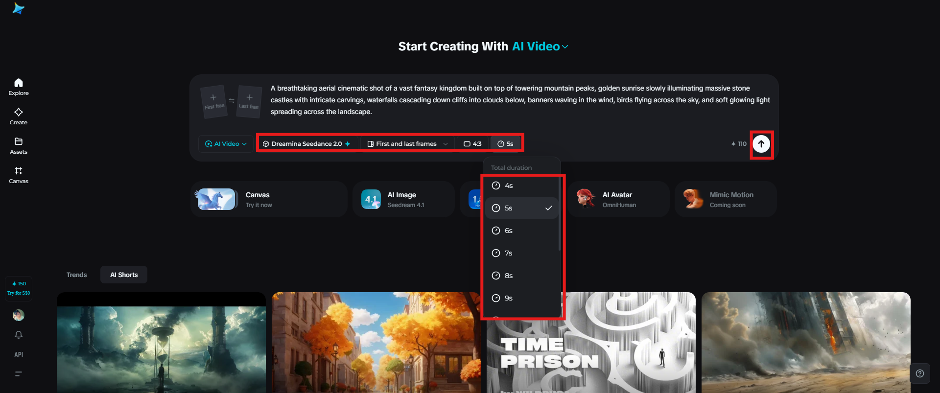 Video modelini seçin ve videoyu oluşturun