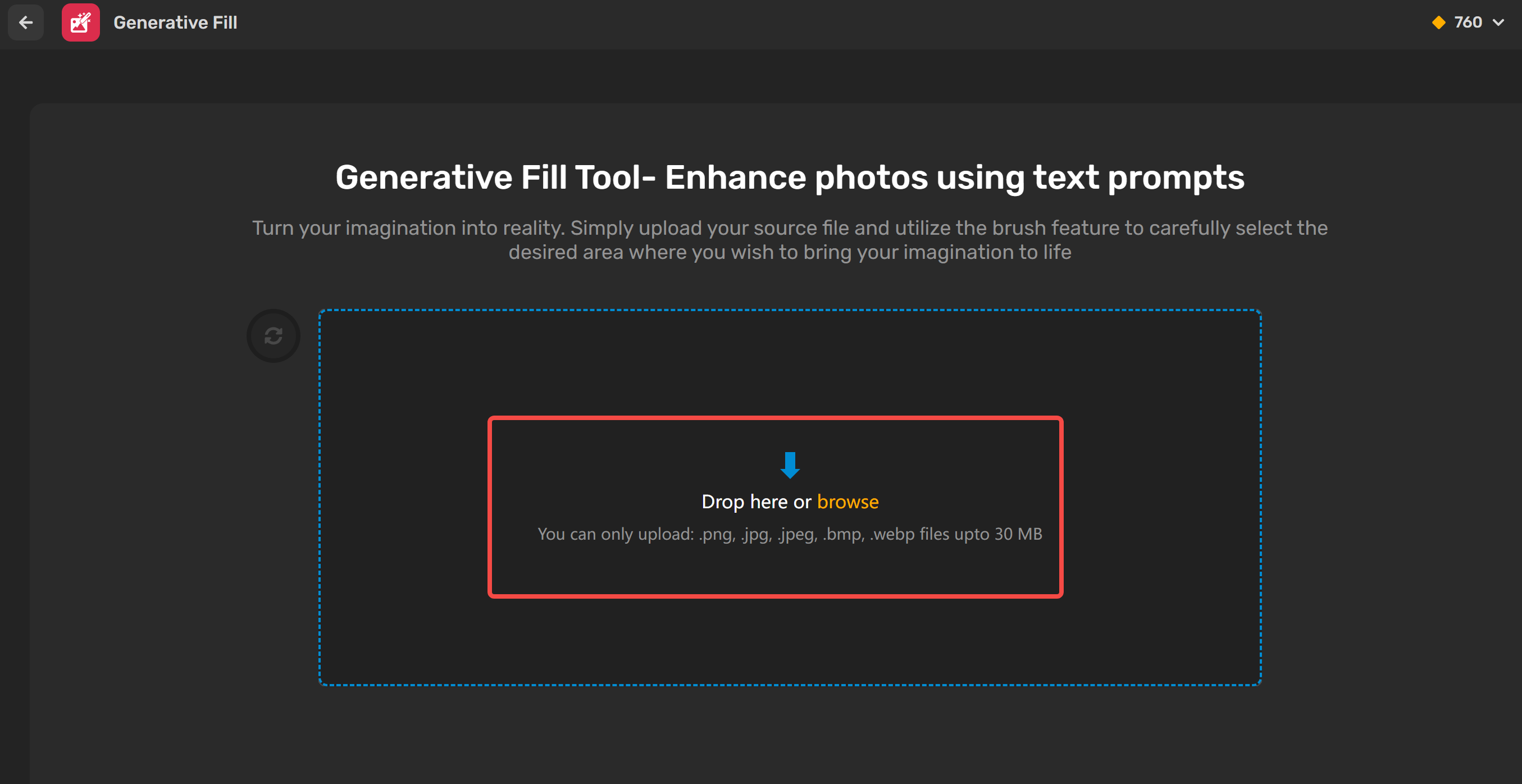 Uploading an image and selecting an area in Simplified AI