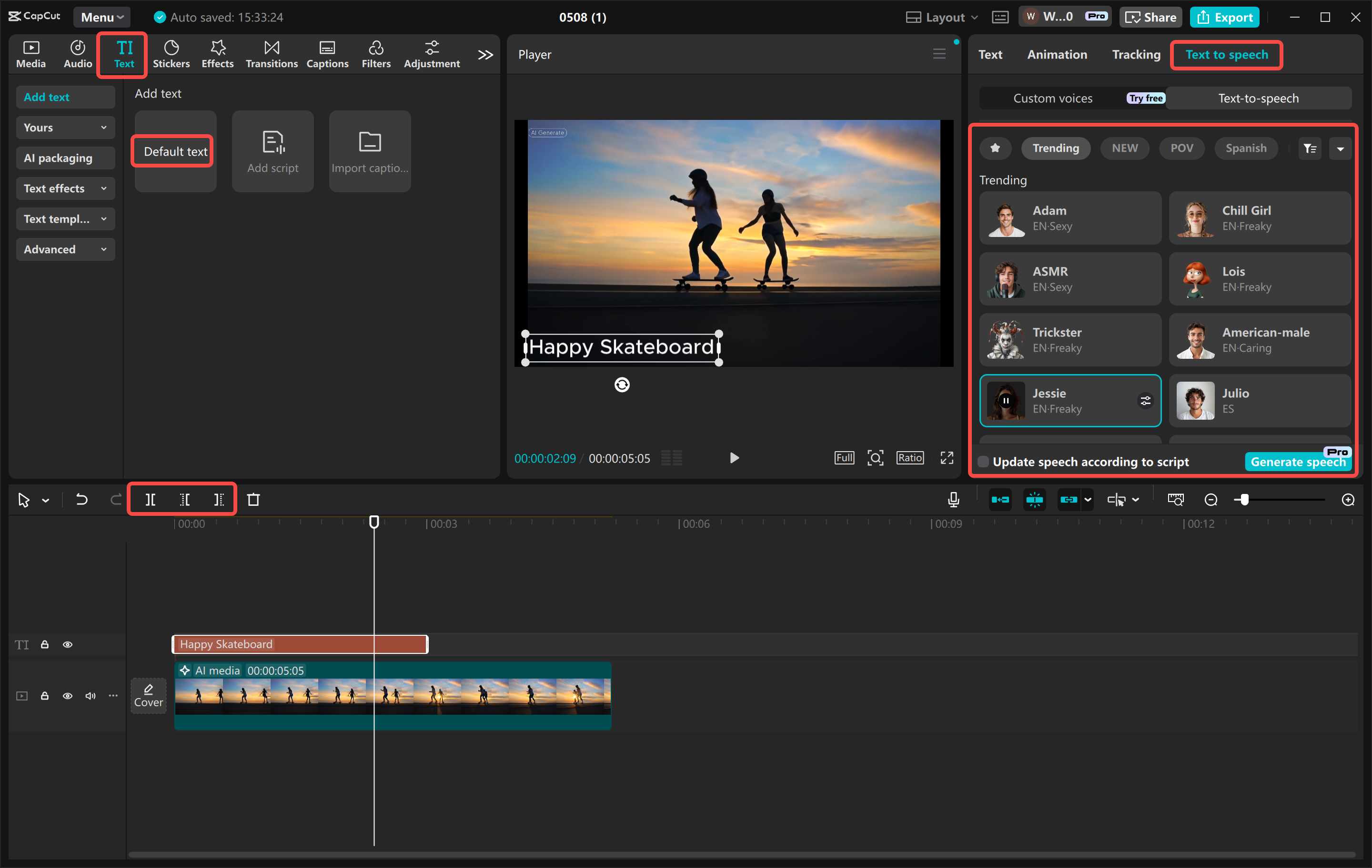 Modifica di un video nell' CapCut editor video desktop