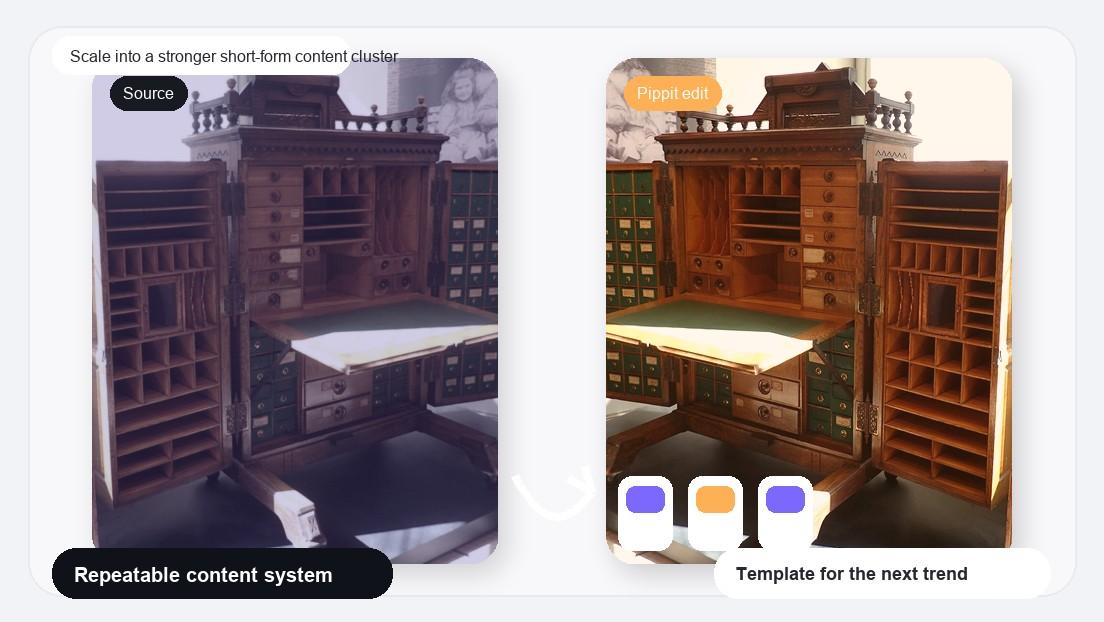 Immagine realistica del creatore di video di routine del calendario interattivo per scalare verso un cluster di contenuti brevi più solido.