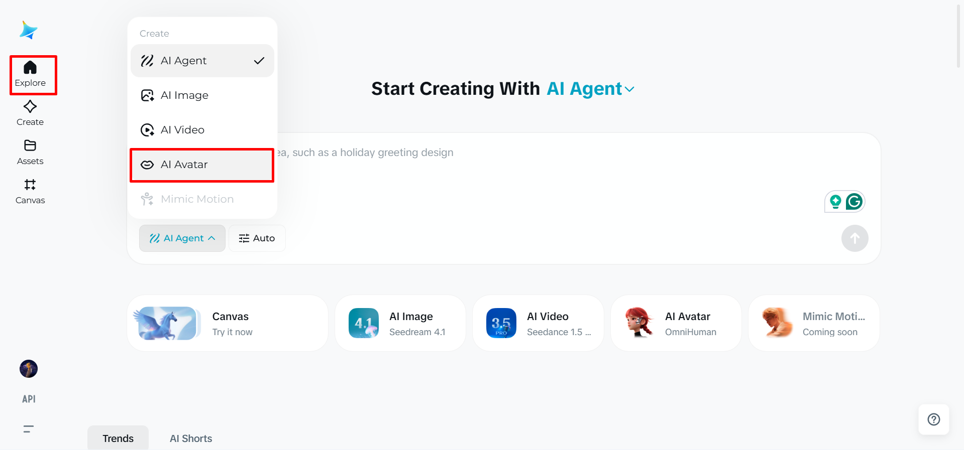 Ladda upp en bild i Dreaminas AI-talande ansiktsgenerator
