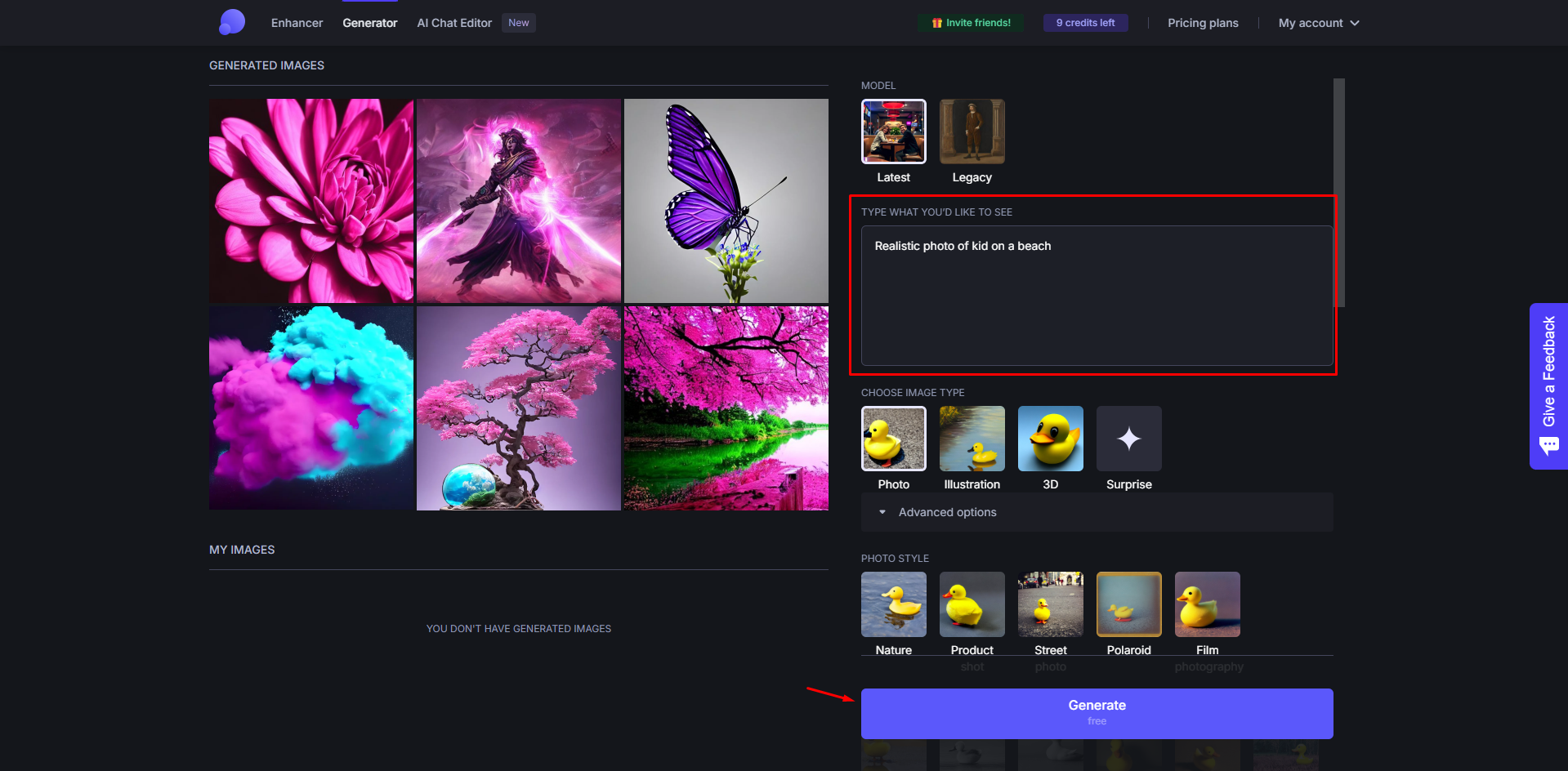 Choosing a suitable style for image generation in Let's Enhance