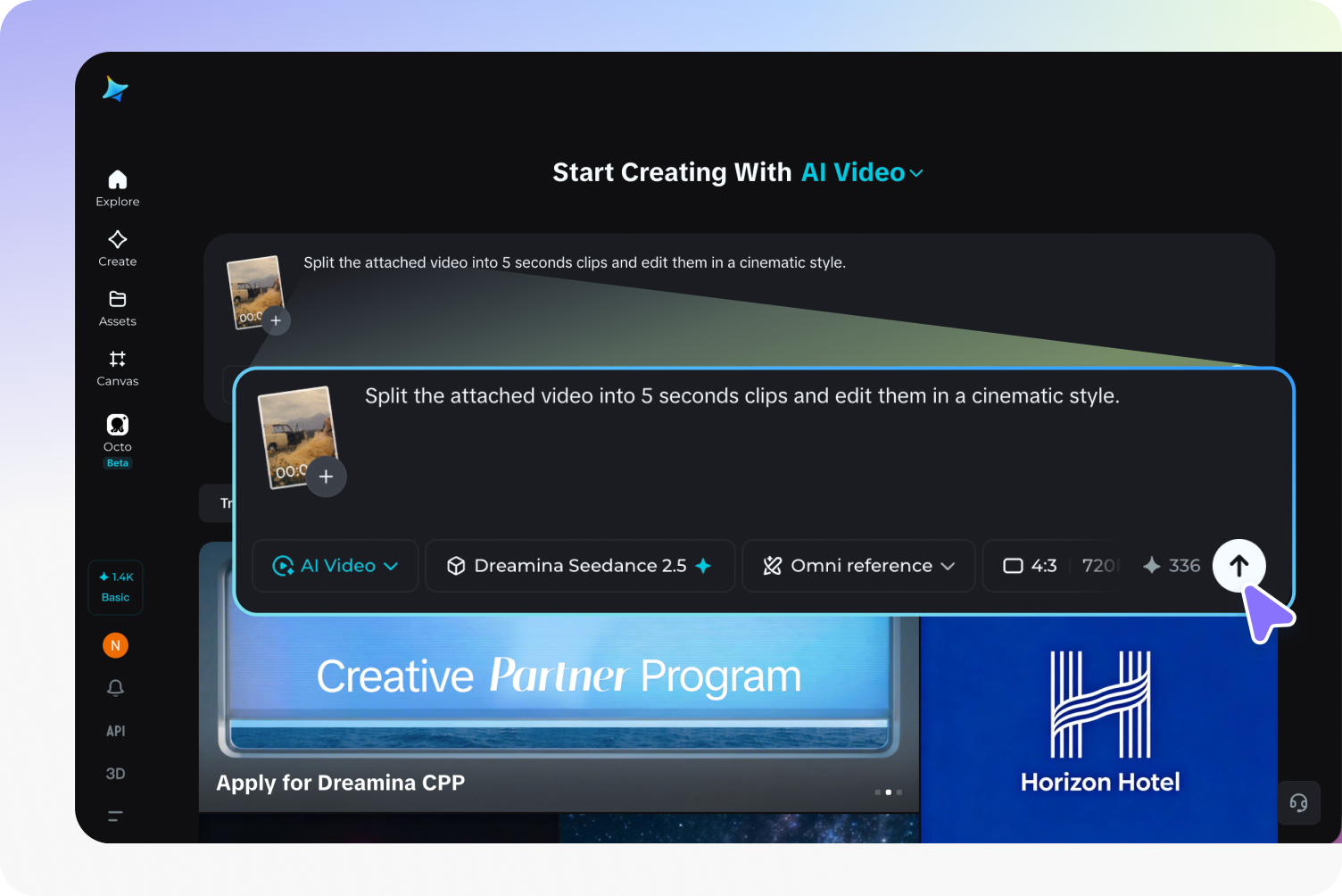 Upload your video and Write down prompts