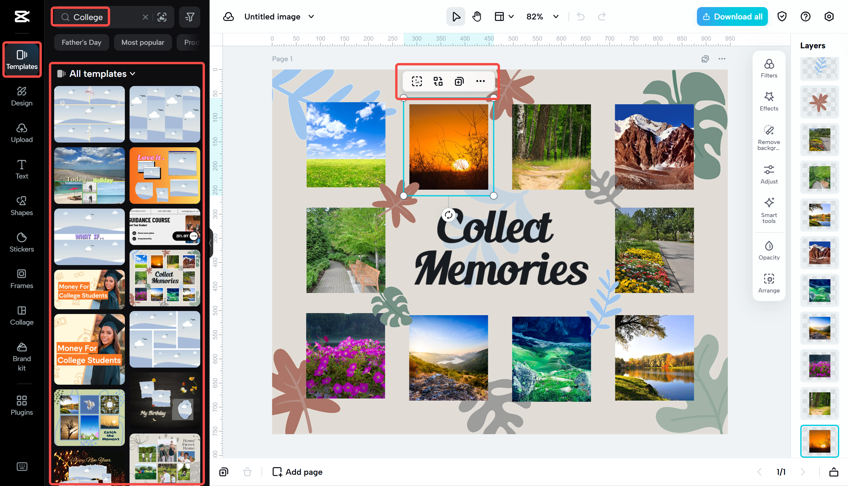 Click on "Templates" and type "College" on CapCut Web