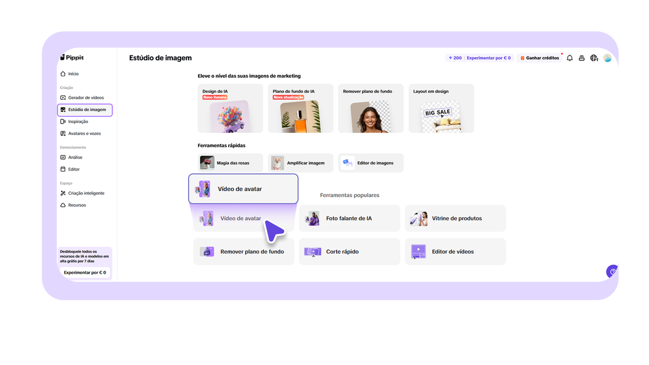 Editor de video online importando vídeo