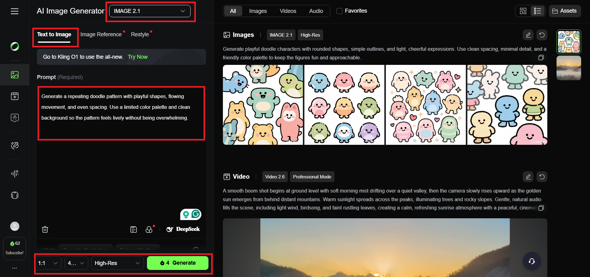 Enter your prompt and adjust settings