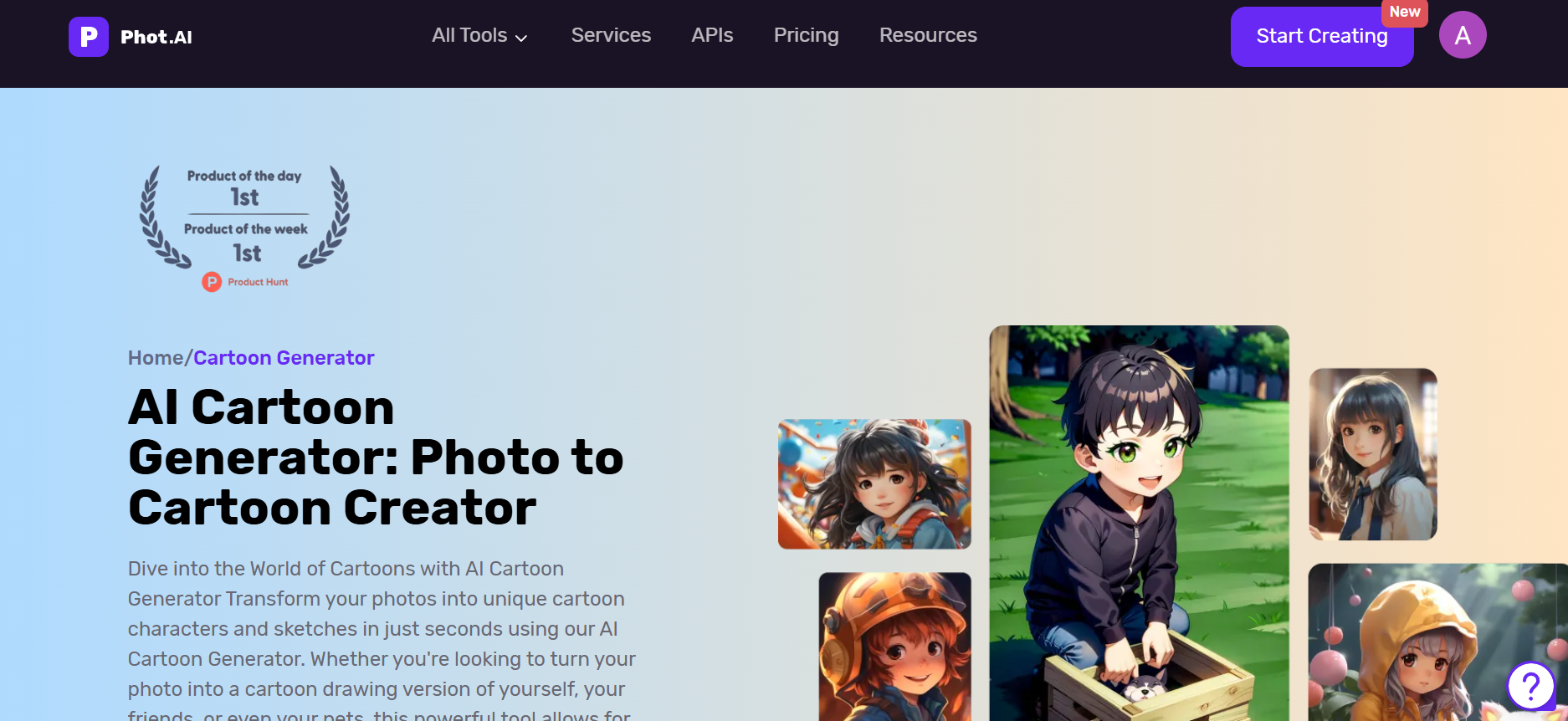 Phot.AI cartoon generator