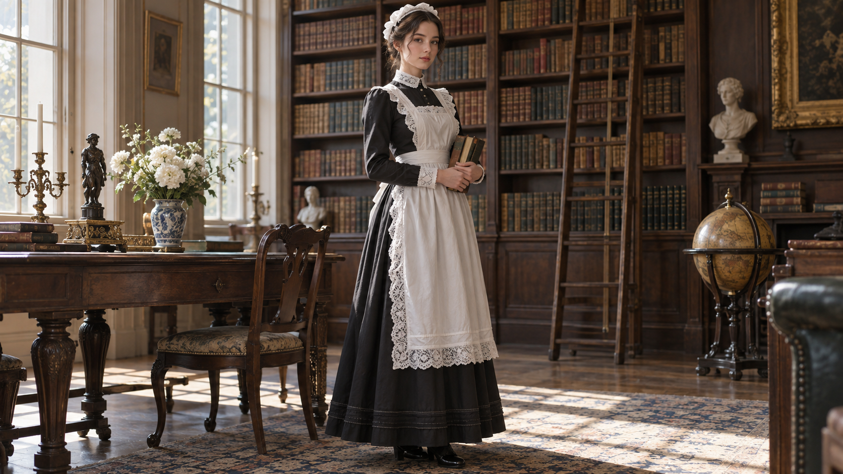 an adult costume-fashion study spanning historical, contemporary cafe, and practical fantasy interpretations