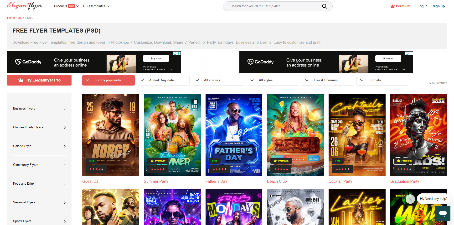 Interface of ElegantFlyer - the most liked resource for party flyer templates