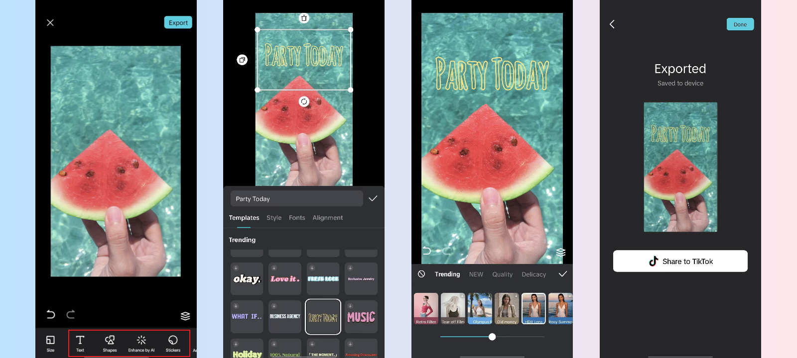 Adjust crop frame and export
