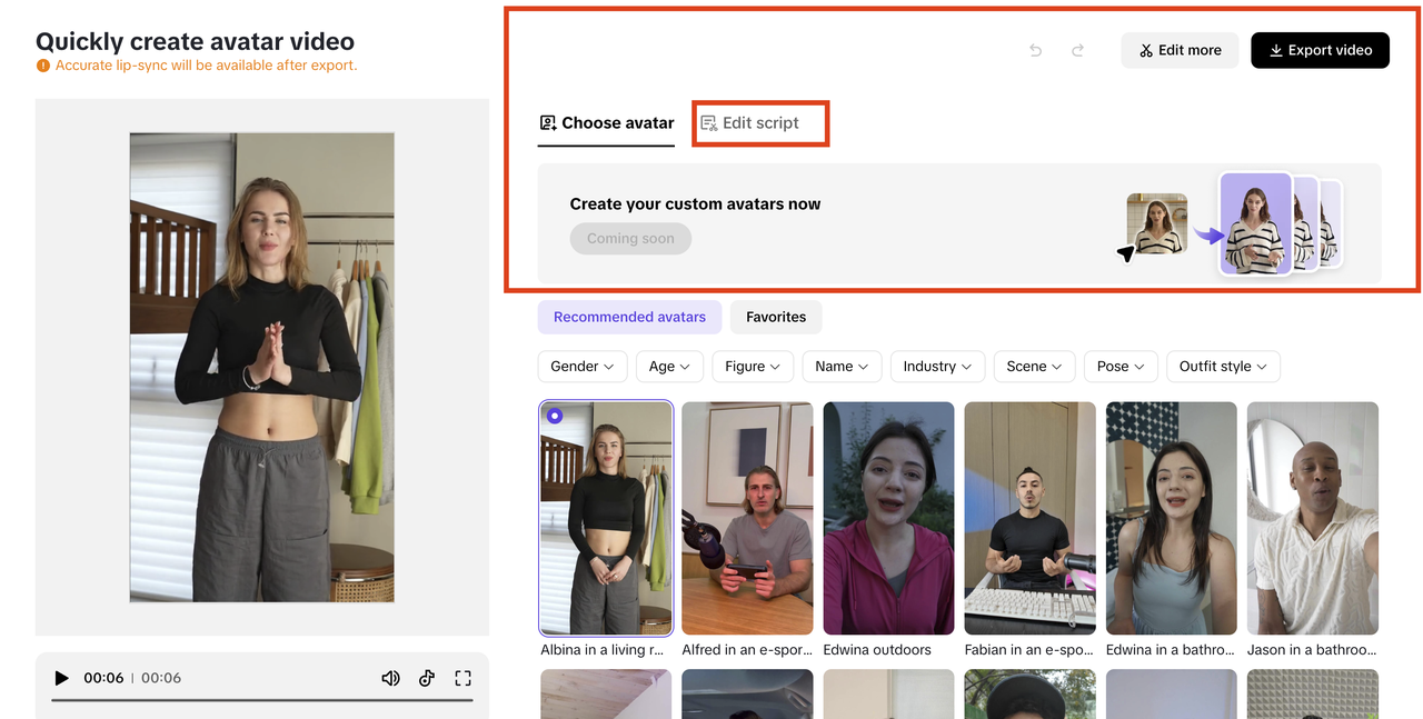 Avatares de IA e geração de scripts de anúncio com IA