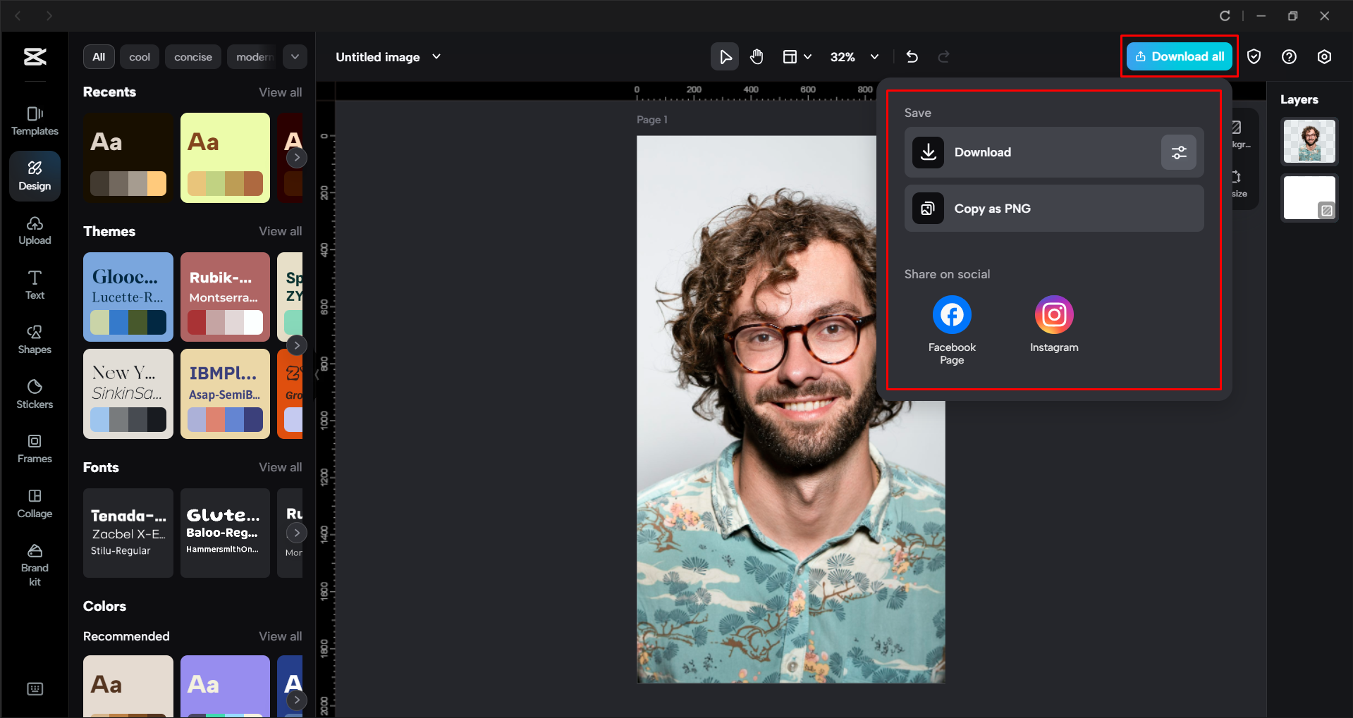 Herunterladen des Bildes vom CapCut Desktop-Video-Editor
